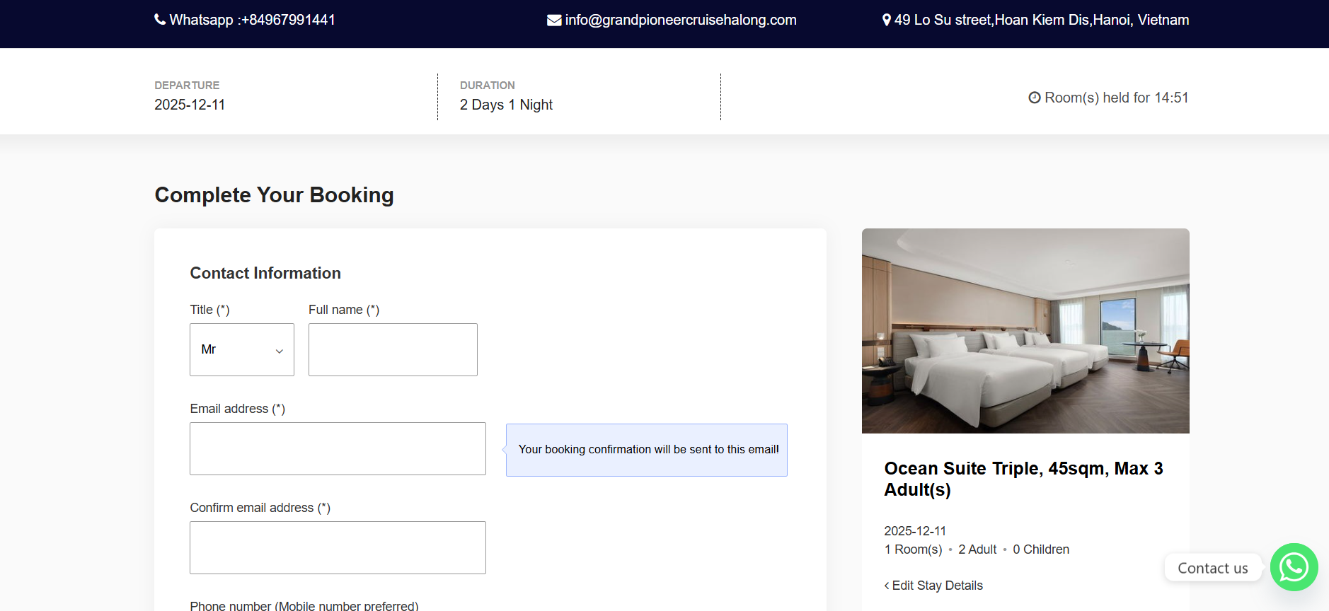 Fill your information in the form