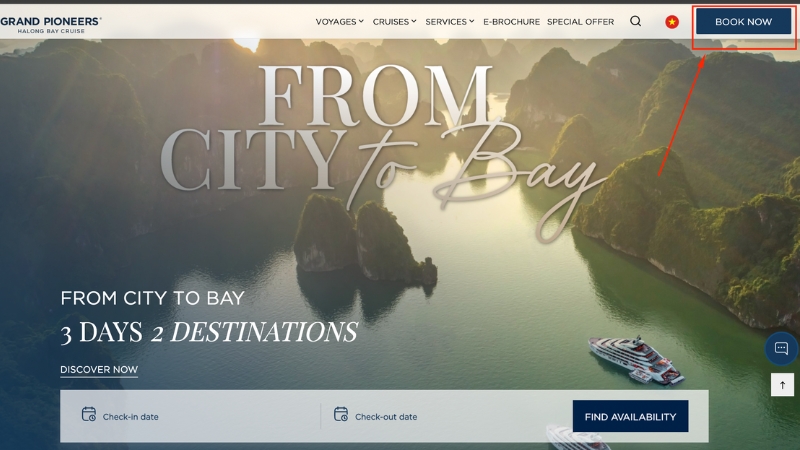 Book Now button on the official website